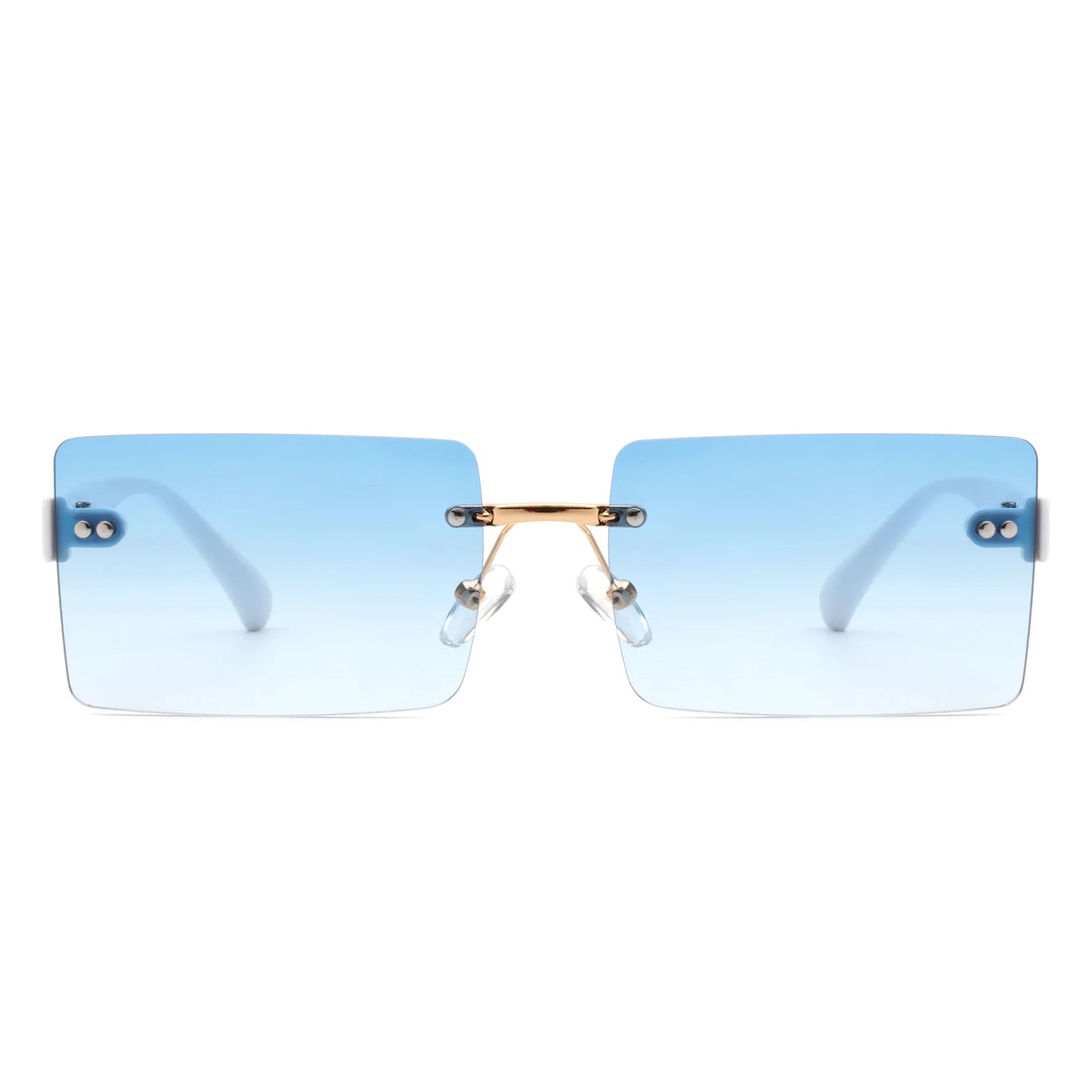 Rectangle Retro Rimless Tinted Fashion Vintage Square Sunglasses