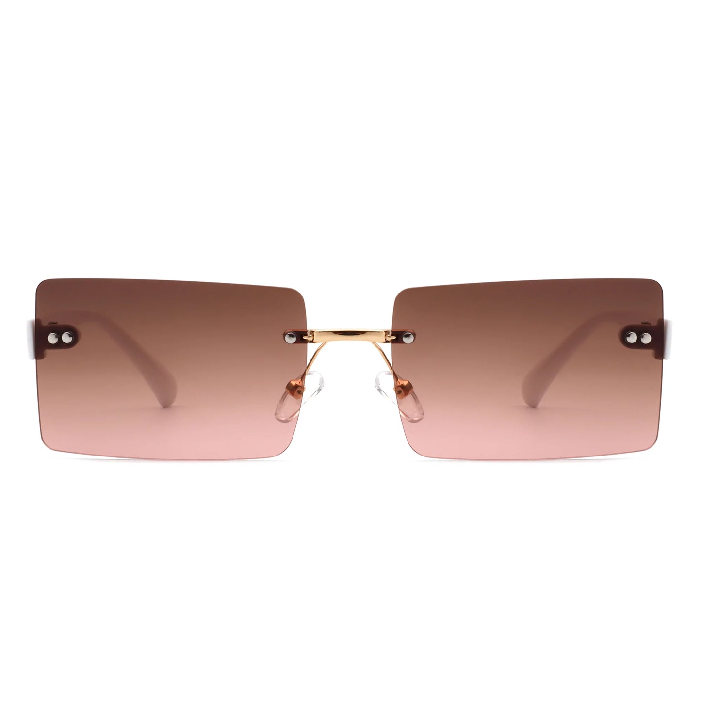 Rectangle Retro Rimless Tinted Fashion Vintage Square Sunglasses