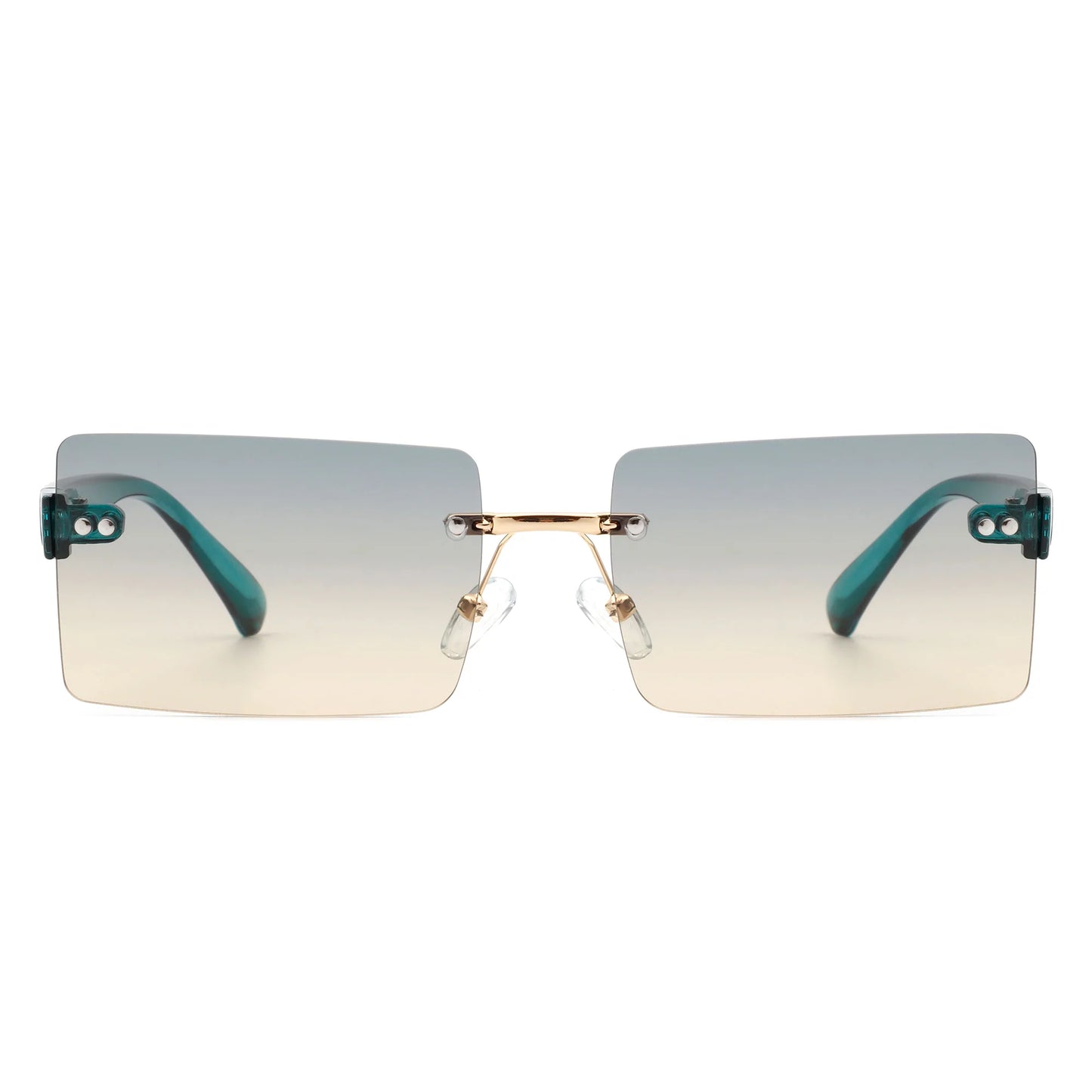 Rectangle Retro Rimless Tinted Fashion Vintage Square Sunglasses