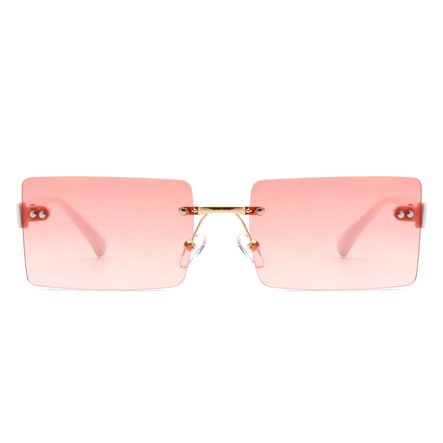 Rectangle Retro Rimless Tinted Fashion Vintage Square Sunglasses